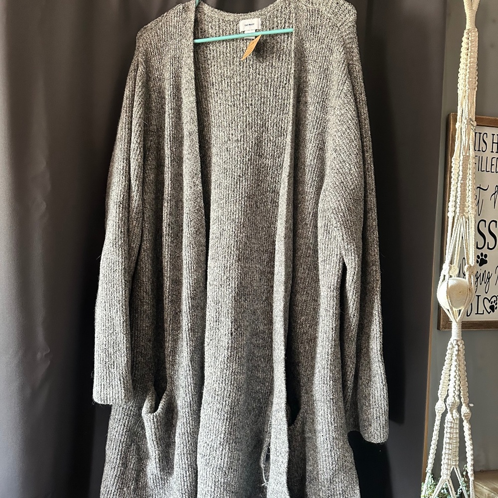 Gray old navy open front sweater